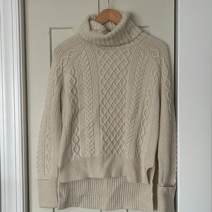 Madewell Cable-knit Turtleneck Sweater, Cream, Size Small